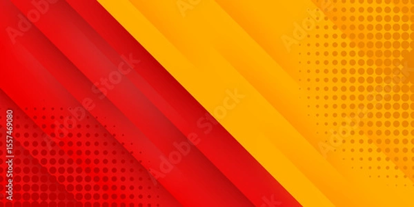 Fototapeta Yellow and red modern abstract background with scratches and halftone effect. smooth stripes. Modern wallpaper. Suitable for templates, sale banners, events, ads, web and pages. vector illustration. 