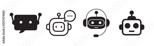 Fototapeta Black vector icon of a chatbot symbol. Customer service bot vector. Chatbot icon. Illustration eps 10