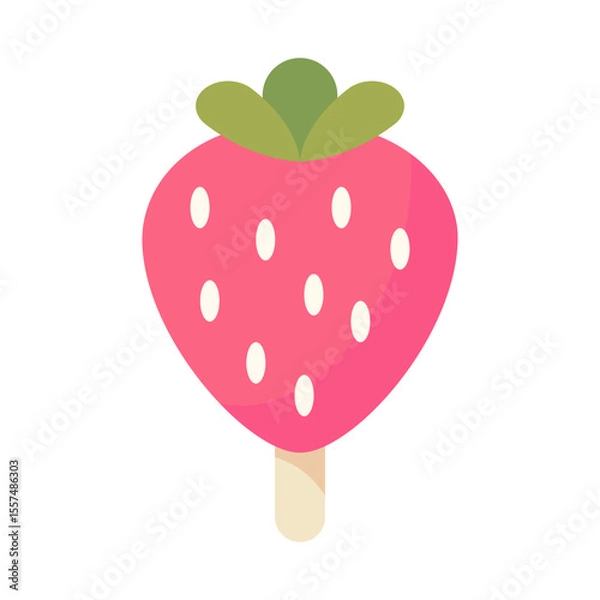 Obraz Strawberry Shaped Ice Cream Bar Vector Illustration, Strawberry Ice Pop Vector