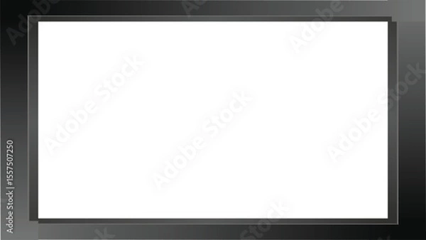 Obraz Thick black metal frame border with gradient isolated on transparent background vector