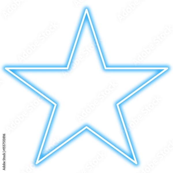 Obraz Abstract glowing blue star shape on transparent background png shiny neon star, bright frame design element