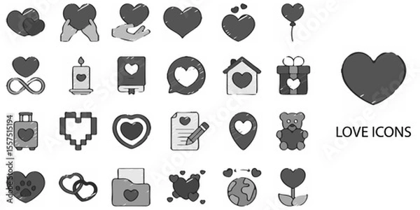 Fototapeta Love simple concept 24 Grew color icons set .Vector illustration.	
