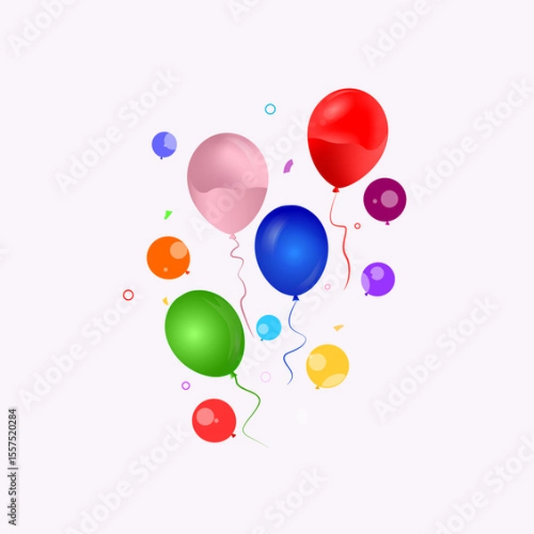 Fototapeta Colored Transparent Balloons Bunch. Разноцфетные шары на прозрачном фоне.