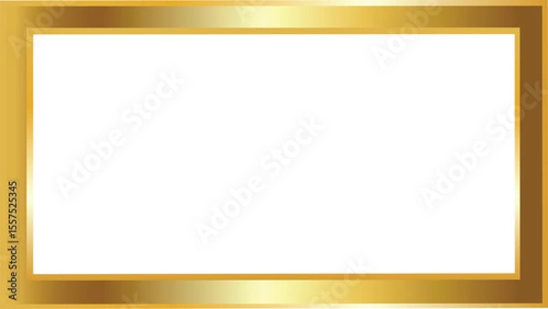Obraz Gold metal frame border vector isolated on transparent background