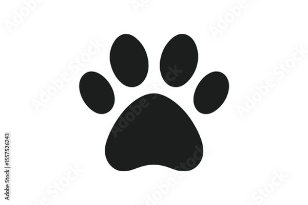 Fototapeta Vector icon of a paw print, an illustration that could be either a dog's or a cat's pawprint, represented as an animal silhouette