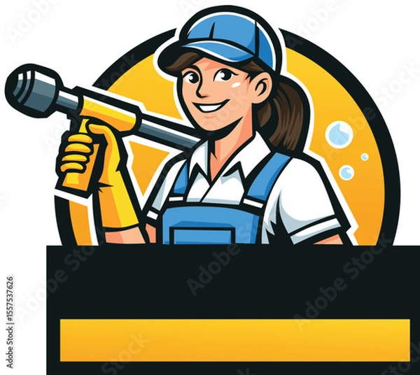 Fototapeta Adobe Illustrator Artwork, This design, inspired by the janitor. This logo is perfect for you, especially for businesses related to cleanliness.