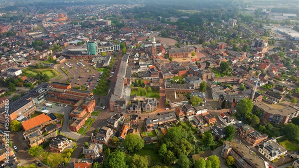 Fototapeta Aerial panorama view of the city Winschoten in the Netherlands on a sunny day in summer