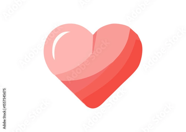 Fototapeta Glossy red heart icon with a smooth finish, representing love and affection, concept  