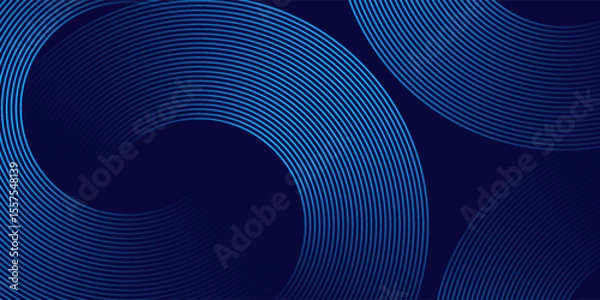 Obraz Abstract blue glowing geometric lines modern shiny blue circle lines pattern. Suit for cover   banner  brochure