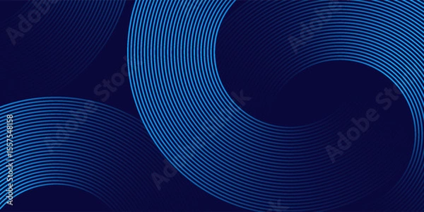 Obraz Abstract blue glowing geometric lines modern shiny blue circle lines pattern. Suit for cover   banner  brochure