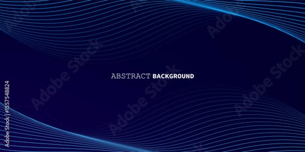 Obraz A dynamic and abstract digital design with flowing blue waveforms against a dark background,smooth, curving lines and dotted patterns that create a sense of movement and energy.