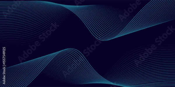 Obraz A dynamic and abstract digital design with flowing blue waveforms against a dark background,smooth, curving lines and dotted patterns that create a sense of movement and energy.