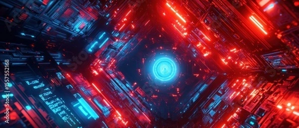 Obraz Abstract futuristic technology structure with glowing lights