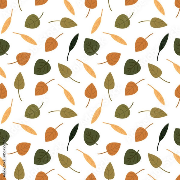 Fototapeta Pattern for fabric. Autumn illustration, hello autumn, harvest, colorful leaves.