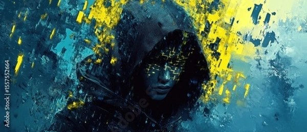Obraz Abstract digital art of a woman in a hooded cloak