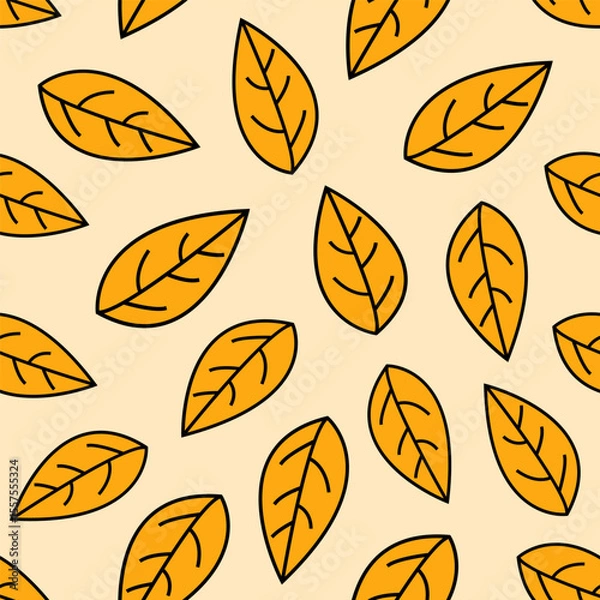 Obraz Seamless pattern yellow leaves. Flat vector template