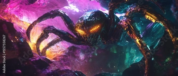 Obraz Abstract spider like creature in a crystal cave
