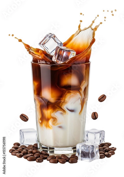 Obraz Coffee and milk cups separated on transparent background