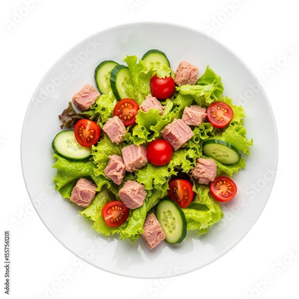 Obraz Tuna salad plate isolated on transparent background