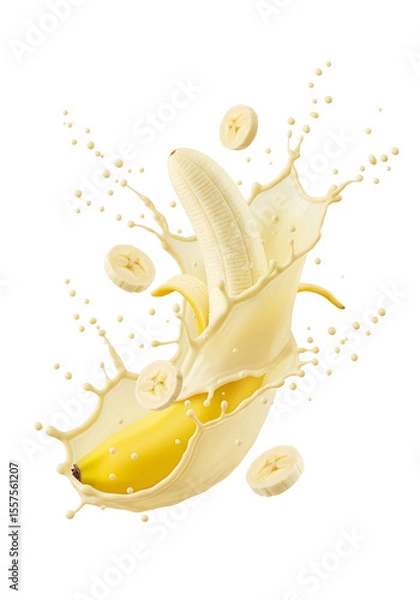 Obraz banana splash isolated on white