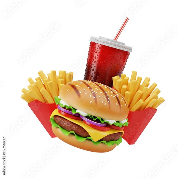 Obraz hamburger and fries