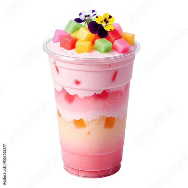 Obraz Colorful water and jelly cups isolated on transparent background