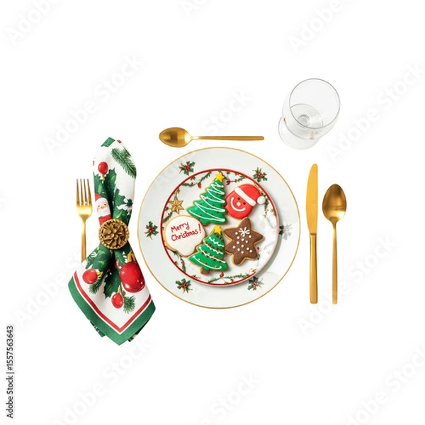 Obraz christmas table setting with christmas decorations