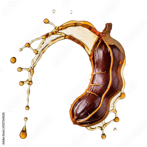 Obraz Tamarind and splashed juice isolated on transparent background