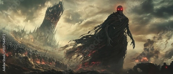 Obraz Apocalyptic battle against a dark shadowy figure