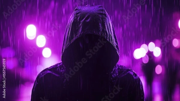 Obraz Mysterious figure in the rain