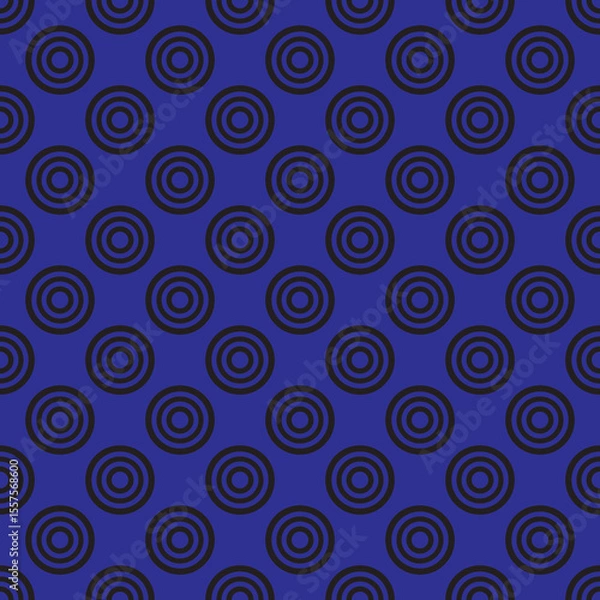 Fototapeta Tile vector pattern with black dots on navy blue background