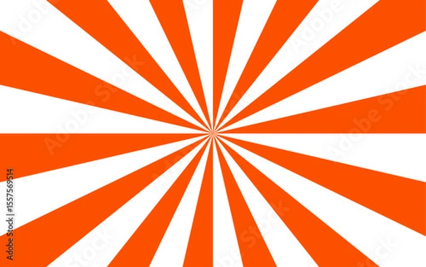 Fototapeta Abstract bold optical illusion background with swirling Orange and white wavy stripes radiating from the center and hypnotic spiral. Dynamic movement and symmetry, evoking a retro, energetic
