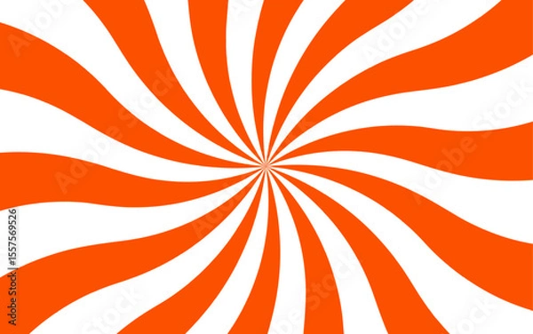 Fototapeta Abstract bold optical illusion background with swirling Orange and white wavy stripes radiating from the center and hypnotic spiral. Dynamic movement and symmetry, evoking a retro, energetic