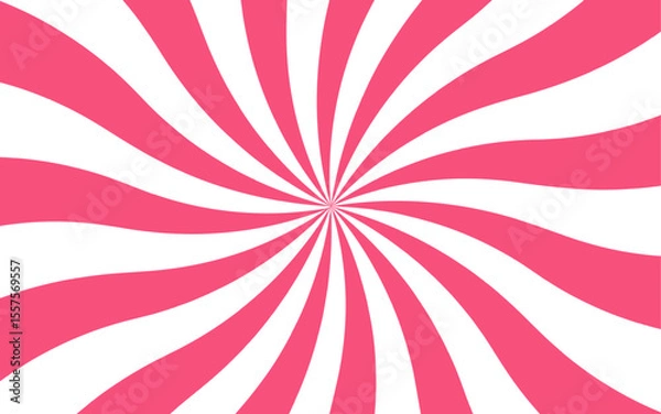 Fototapeta Abstract bold optical illusion background with swirling red and white wavy stripes radiating from the center and hypnotic spiral. Dynamic movement and symmetry, evoking a retro, energetic