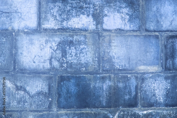 Obraz Ancient brick wall in vintage blue.
