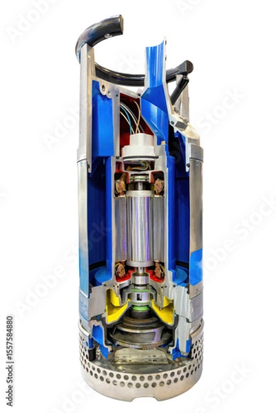 Fototapeta Exploring the intricate mechanics of a cutaway centrifugal pump showcasing innovative engineering design. Isolated on white background.