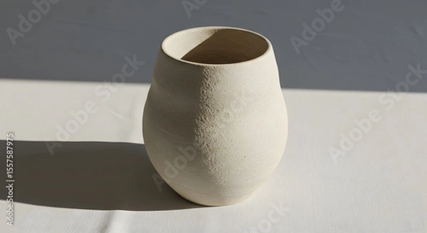 Obraz Rustic charm emanates from a stoneware vessel, its neutral palette and tactile surface enhanced by soft light and subtle shadows.