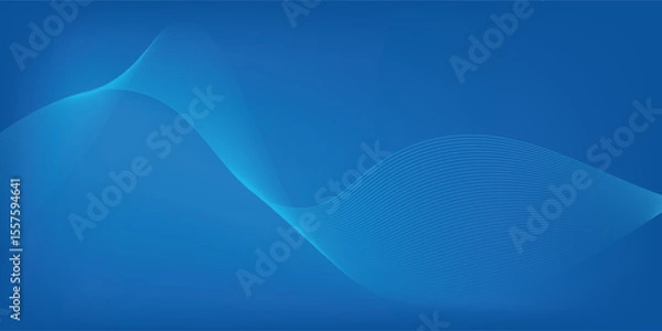 Fototapeta Abstract blue gradient background with shining lines waves. Minimalist background for banner  poster  cover  brochure