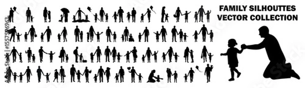 Fototapeta Family Silhouttes Vector Collection
