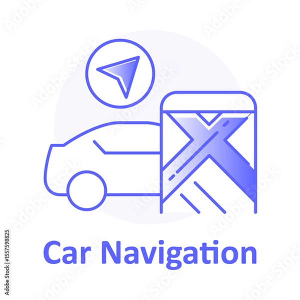 Fototapeta Car Navigation, GPS Map, Route Location, Vehicle Tracking, Travel Guide, Navigation Icon, Road Map, GPS Pin, Car Route, GPS Navigation Vector