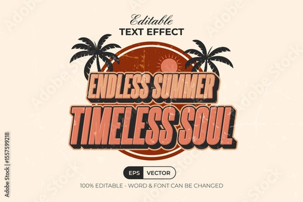Fototapeta Summer Slogan Editable Text Effect Vintage Style.
