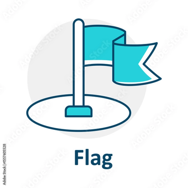 Fototapeta Map Flag Icon, Travel Point Marker, Route Pin Symbol, Goal Location, Destination Sign, Flag Navigation Vector, Route Marker Icon