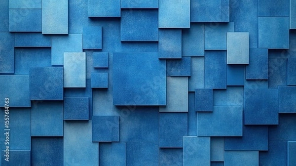 Fototapeta Seamless blue rectangle pattern background, clean abstract geometric texture for wallpapers, posters, and graphic design