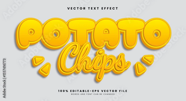 Fototapeta Potato Chips 3d editable text effect Template Suitable for Spicy Food Products