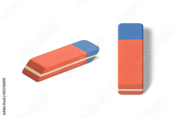 Fototapeta Ink and pencil rubber eraser isolated on a transparent background, PNG. High resolution.