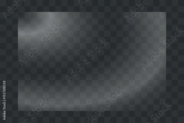 Fototapeta Glass plate on transparent background. Glass texture with glares and light effect