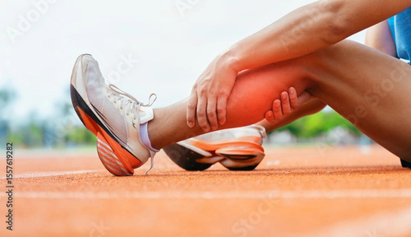 Obraz Runner Leg Injury on Track Field