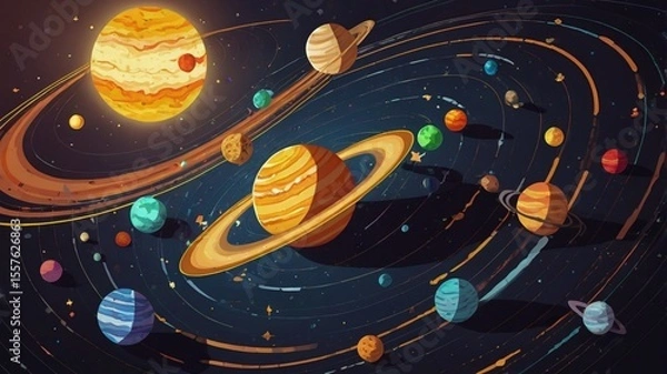 Fototapeta illustration of a rocket in space