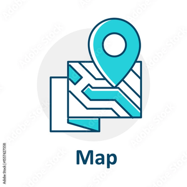 Fototapeta GPS Map Icon, Travel Navigation Map, Road Pin Symbol, Digital Route Tracker, Location Icon Map, Travel Planning Vector