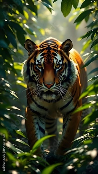 Obraz Tiger in dark jungle